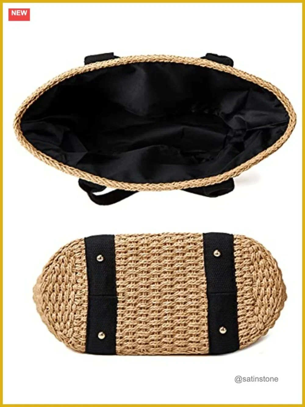 Straw Woven Tote Bag Summer Beach Hobo Purse Handmade Lightweight